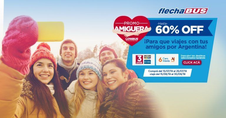 Promo día del Amigo para Viajar en micro por Argentina con Flechabus