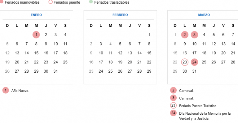 Calendario de Feriados 2020